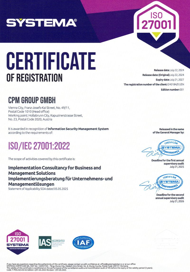 ISO 27001 Zertifikat