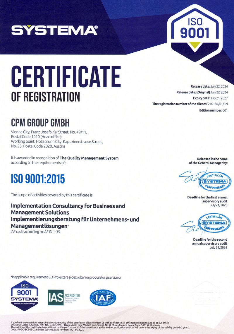 ISO 9001 Zertifikat