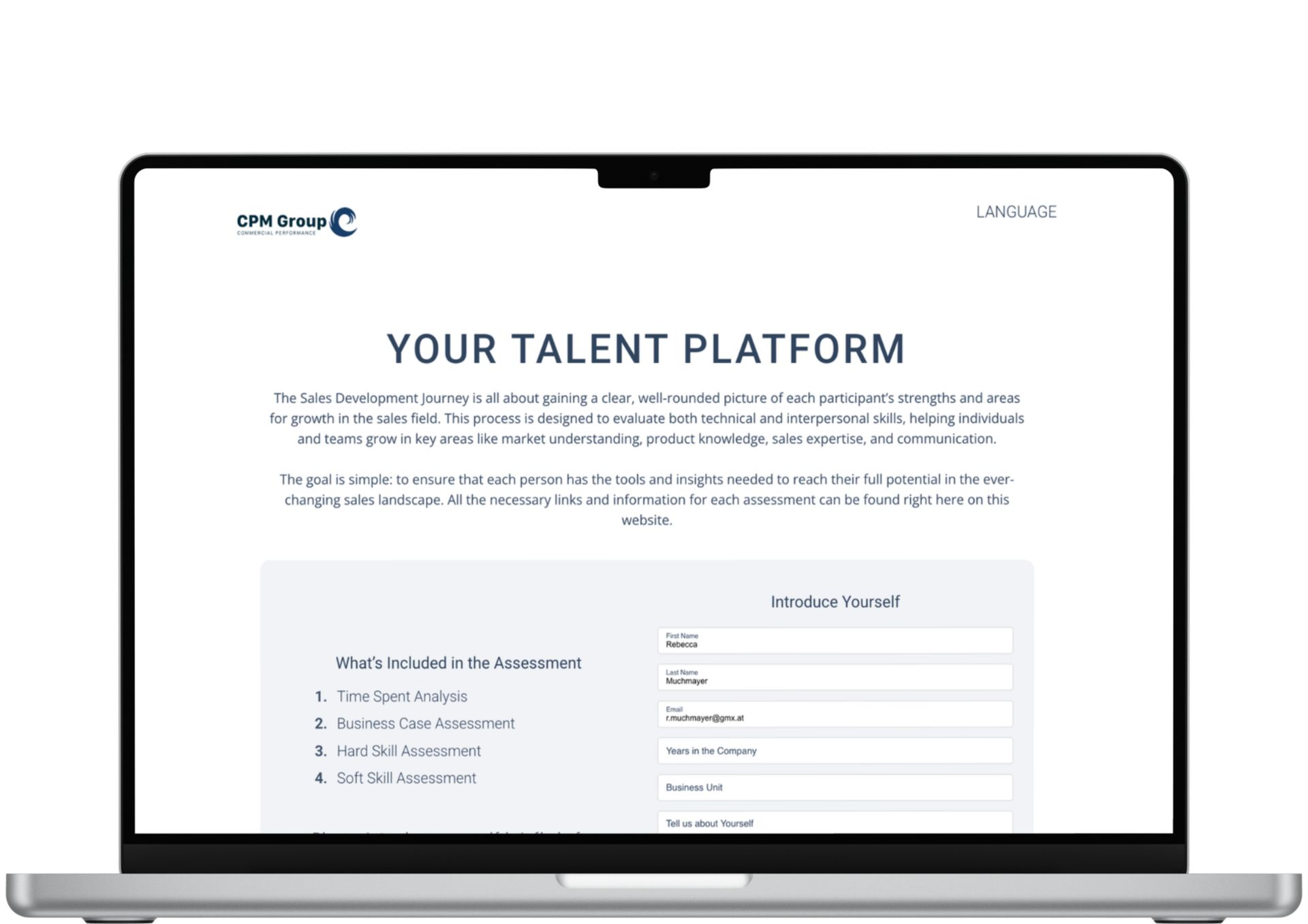 Talent Portal shown on a laptop